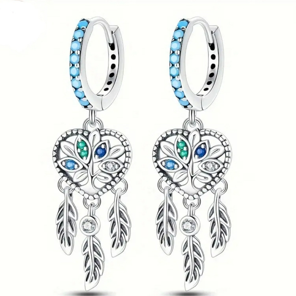 Dreamcatcher dangle earrings / Sterling silver